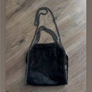 Stella McCartney Black Shoulder Bag with Silver Chain